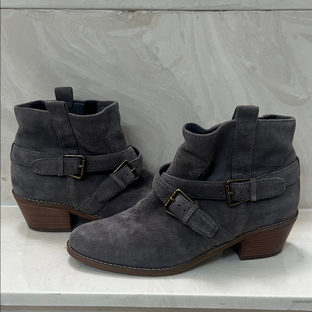 Gray Suede Ankle Boots